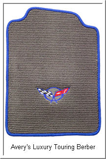 Avery Luxury Touring Berber Car Floor Mats with a Flag Logo.