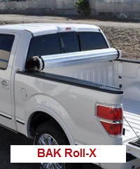 BAK Roll-X is a hard, rolling tonneau cover made of aircraft grade aluminum slats coated with vinyl. It supports 400 lbs on top.