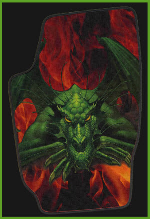 ZPV Car Floor Mat with Dragon Image. Mat is a rubber/carpet hybrid mat which is very durable and colorful.